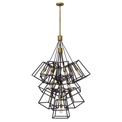 Image of Fulton 13 Light Large Cluster Drop Chandelier Pendant, Bronze