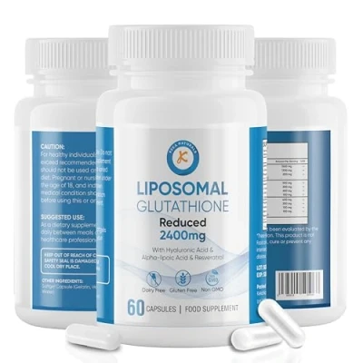 Image of 2400 MG Liposomal Glutathione Softgels, Max Absorption, Active Form L Reduced (GSH), with Hyaluronic Acid, Resveratrol, 60 Softgels