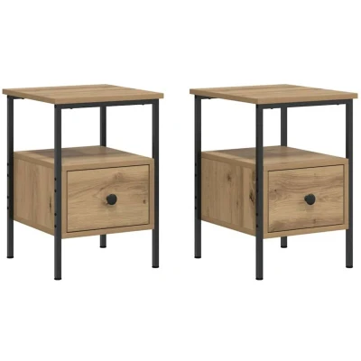 Image of vidaXL Bedside Cabinets 2 pcs Artisan Oak 34x36x50 cm Engineered Wood