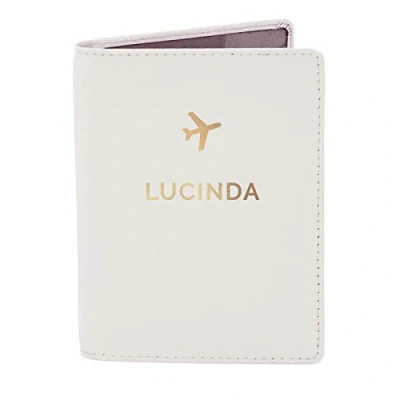 Image of Custom Personalised Gold Name Cream Passport Holder