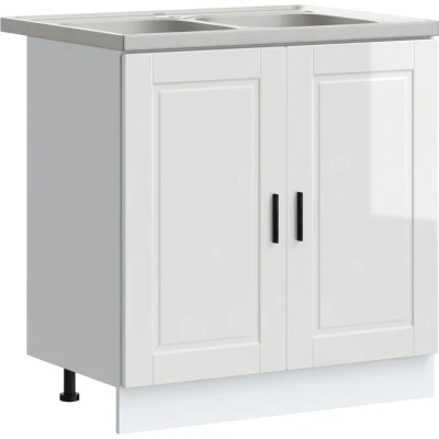 Image of vidaXL Sink Base Cabinet 2 pcs White 80 x 46 84.5 cm Engineered wood
