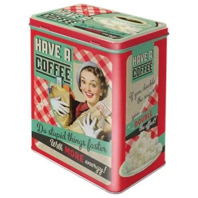 Image of Nostalgic Art Storage Container, Metal, Say It 50&#039;s Have A Coffee, 10x14x20 cm