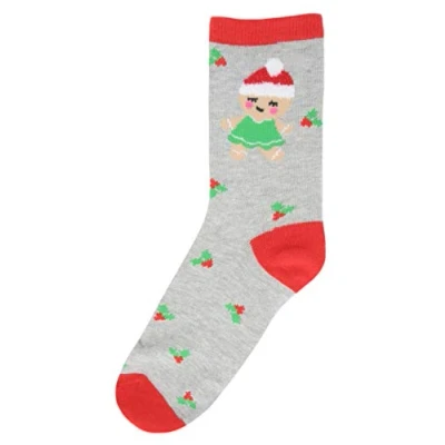 Image of Rjm Kids Cotton Rich Christmas Socks Grey Gingerbread 4 6