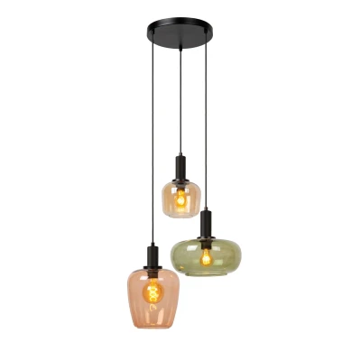 Image of Lucide ILONA Pendant light 3xE27 Black