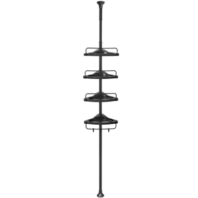 Image of SONGMICS Shower Corner Shelf, 4 Tier Bathroom 85 305 cm Adjustable Caddies, Organiser, Black BCB001B01