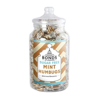 Image of Bonds of London Sugar Free Mint Humbugs Jar, Vegetarian, 2 kg (Pack 1)