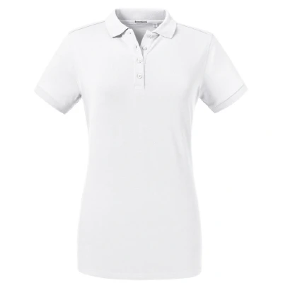 Image of Russell Athletic Womens/Ladies Tailored Stretch Polo (White) Size 2XL