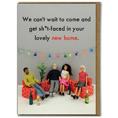 Image of Bold &amp; Bright Funny New Home Card Congratulations &#039;Sh*t Faced Home&#039; Moving House Hilariously Cards Cheeky For Him Her Friends Mates Novelty Humour