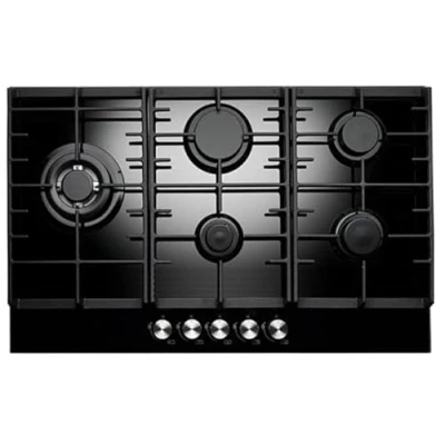 Image of Teknix Signature Collection SCGH751B 75cm Gas Hob with 3.8Kw Wok Burner Black Glass