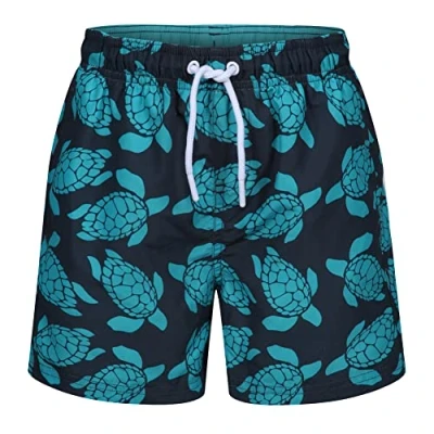 Image of RIPT Boys Turtle Print Swim Shorts Navy/Turquoise 11 12 Years