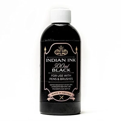 Image of Graff City Black Indian Ink 500m Water Based Drawing Bottle, highly pigmented For Brush, Pen or Airbrush