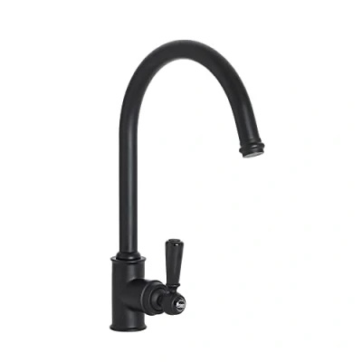 Image of Milano Elizabeth Traditional Single Lever Handle Kitchen Sink Mixer Tap with Swivel Spout Black