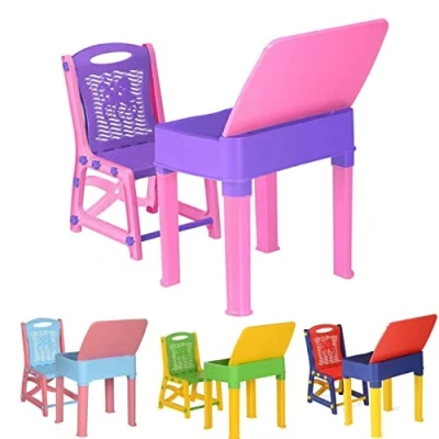 Image of A406 Kids study desk table and chair set Junior&#039;s Toddler for children boys girls gift (Pink/Purple)