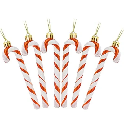 Image of Christmas Concepts® Pack Of 6 130mm (5.2&quot;) Glitter Candy Cane Tree Decorations (Copper &amp; White)