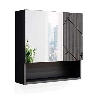 Image of Vicco Bathroom mirror cabinet Irma, Anthracite high gloss, 54 x 55 cm