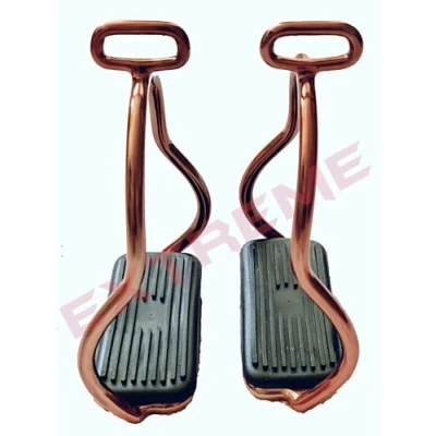 Image of Rose Gold DOUBLE BEND STIRRUPS Light Weight Strong 650g Aluminium 4.75&quot; 12cm Horse Riding