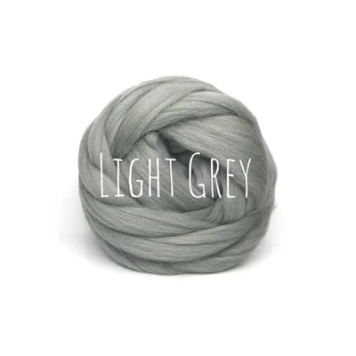 Image of Merino Wool Light Grey for arm Knitting Blanket Weaving Felting Jumbo Yarn Giant Soft 50g (0.11lb)