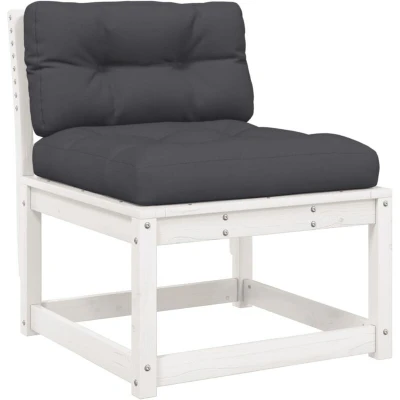 Image of vidaXL Garden Sofa with Cushions White Solid Wood Pine