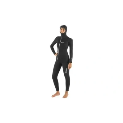 Image of Seac Club Lady 7.0, 7 mm neoprene suit with integrated hood and Powertex protections in the shoulders, knees lower back, L, black