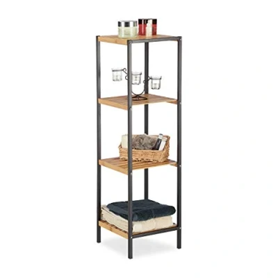 Image of Relaxdays Bamboo Shelf, Multifunctional, Customizable, 4 Tier Storage Unit, HxBxT: 104 x 30 cm, Natural