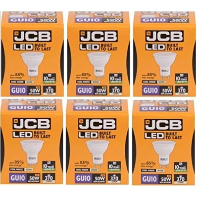 Image of 6 X JCB 5w = 50w LED GU10 100deg 4000k Cool White 370lm [Energy Class A+]