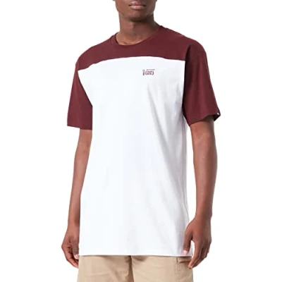 Image of Vans Men&#039;s Script Crew Block SS T Shirt, White Port Royale, XS
