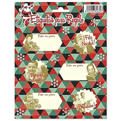 Image of Grupo Erik Vintage Christmas Labels Sticky Food Stickers Self Adhesive Gift Tag School