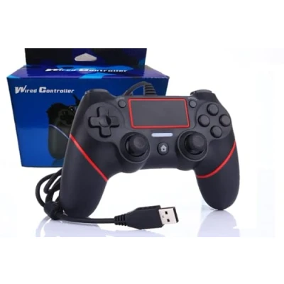 Image of Intckwan Wired Controller for PS 4/Pro/Slim/PC(Win7/8/10), USB Plug Gamepad Joystick with Vibration and Anti Slip Grip, Ergonomic(Black&amp;Red)