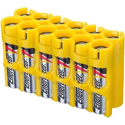 Image of Storacell by Powerpax AAA Battery Caddy, Yellow, Holds 12 Batteries