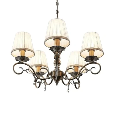 Image of Ceiling Light &#039;Finnick&#039; dimmable) in Bronze Made of Textile for e.g. Living Room &amp; Dining (5 Sources, E14) from Lindby Chandeliers, Lighting, lamp, Pendant Light, Hanging lamp