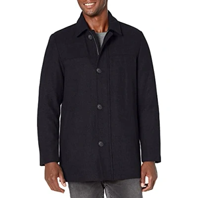 Image of Dockers Men&#039;s Weston Wool Blend Coat with Scarf (Regular and Big &amp; Tall), Navy, L