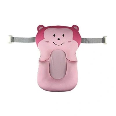 Image of Baby Bather Infant Bath Pad, Moonvvin Floating Soft Pillow &amp; Lounger Newborn Pad Tub Cushion (Pink Monkey with Hook)