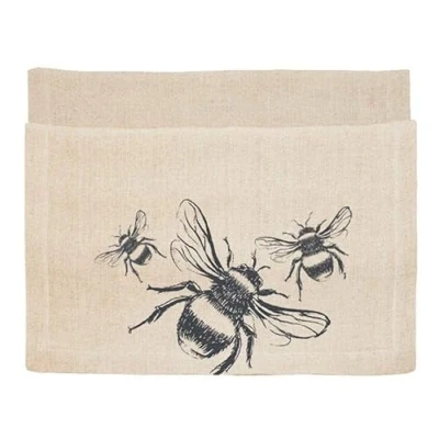 Image of The Just Slate Company Bee Linen Table Runner