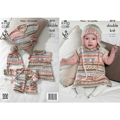 Image of King Cole 4010 Knitting Pattern Baby Set to Knit in Cherish DK