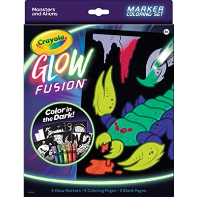 Image of Crayola Glow Fusion, in The Dark Coloring Set with Markers, Alien &amp; Monster Pages, Gift for Kids