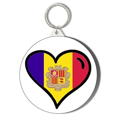 Image of Gift Insanity ANDORRA FLAG HEART SHAPED DESIGN 45mm Keyring