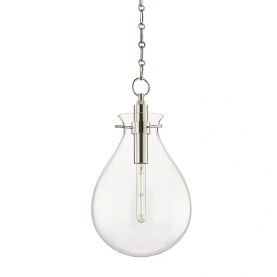 Image of Ivy 1 Light Medium Pendant Polished Nickel, Glass