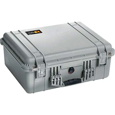 Image of PELI 1550 Protective Impact Resistant Case, IP67 Watertight and Dustproof, 61L Capacity, Made in Germany, No Foam, Silver