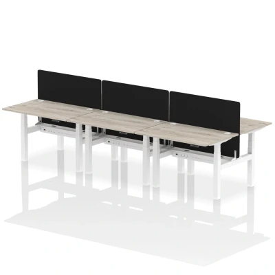 Image of Air B2B 1200x800mm Adjustable 6P Bench Desk CP Grey Oak/White + Screen