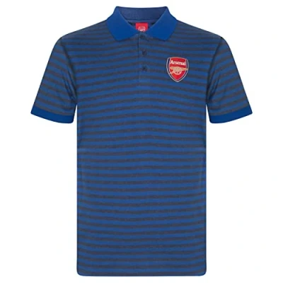 Image of Arsenal FC Official Football Gift Mens Striped Polo Shirt Blue Marl XXL