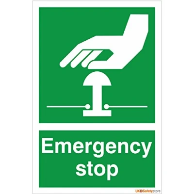 Image of Green Emergency Stop Sign 150mm x 200mm Rigid Plastic