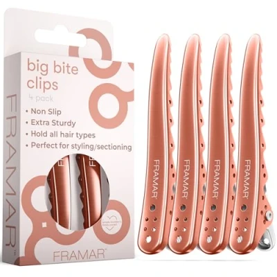 Image of FRAMAR Rose Gold Sectioning Hair Clips Professional Crocodile Hair, Metal For Styling, Hairdressing Clips, Hairdresser Alligator Women Styling 4
