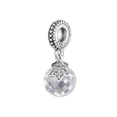 Image of SANHUA Charms S925 Sterling Silver Moon Star Clear Beads Pendant for Women Girls Daughter Mom Friends,Compatible with Pandora Charm Bracelets