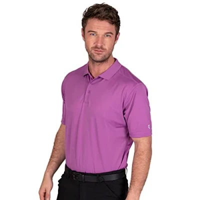 Image of Island GREEN Essentials Men&#039;s CoolPass Micro Pique Polo Shirts, Black, Medium
