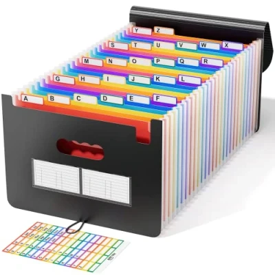 Image of ABC life Expanding File Folders, A4 Accordion Document Organiser Folder Portable Rainbow Filing Boxes High Capacity Storage Bag for School/Home/Office