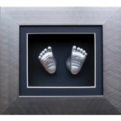Image of Anika Baby BabyRice 6 x 5inch Casting Kit with Brushed Pewter 3D Effect Box Display Frame (Metallic Silver)