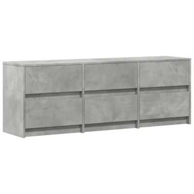 Image of vidaXL TV Cabinet with LED Stand Unit Concrete Grey Engineered Wood 140x34x50 cm Living Room/Bedroom