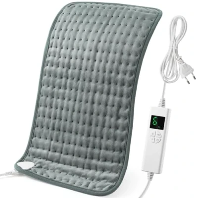 Image of OneAmg Electric Heat Pad for Back Neck Shoulders, 17&quot;x33&quot; Heating with Automatic Switch Off 4 Hour Timer and 6 Levels Digital Remote Control, Soft Polyester Washing Machine Grey