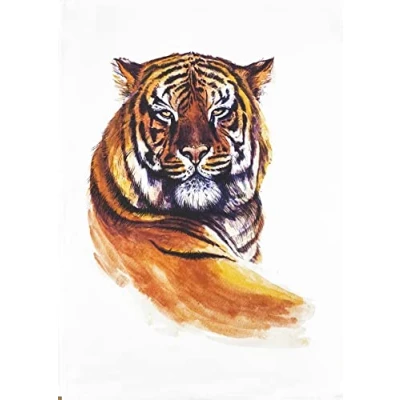 Image of Half a Donkey Portrait of Tiger Large Cotton Tea Towel