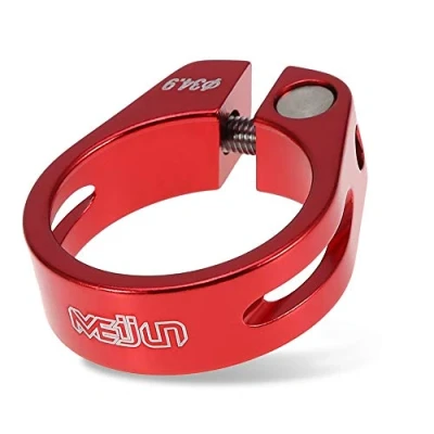 Image of Bicycle Seat Saddle Clamp, 34.9mm Aluminum Alloy Clamp for Mountain and Road Bike (Red)